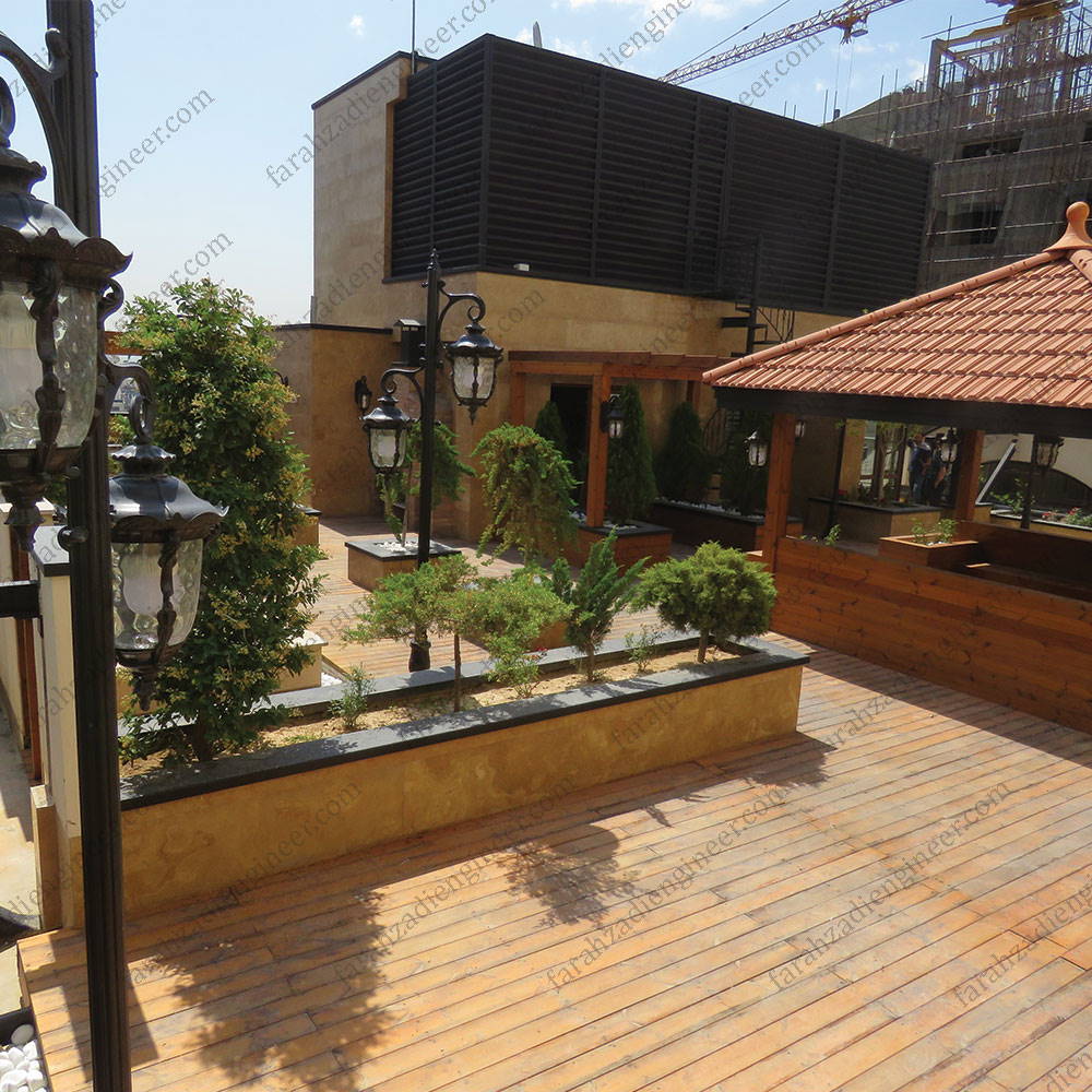 طراحی و اجرای روف گاردن و بام سبز ساختمان مسکونی مهندس فرحزادی