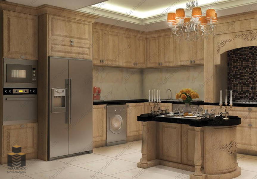 طراحی آشپزخانه منزل مسکونی دکوراسیون آشپزخانه مهندس فرح زادی