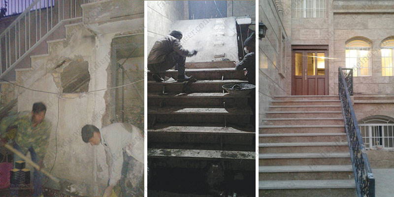 بازسازی راه پله خانه ویلایی مهندس محمدرضا فرحزادی 