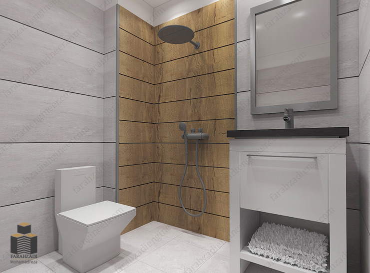 طراحی سه بعدی سرویس بهداشتی خانه مهندس فرح زادی
