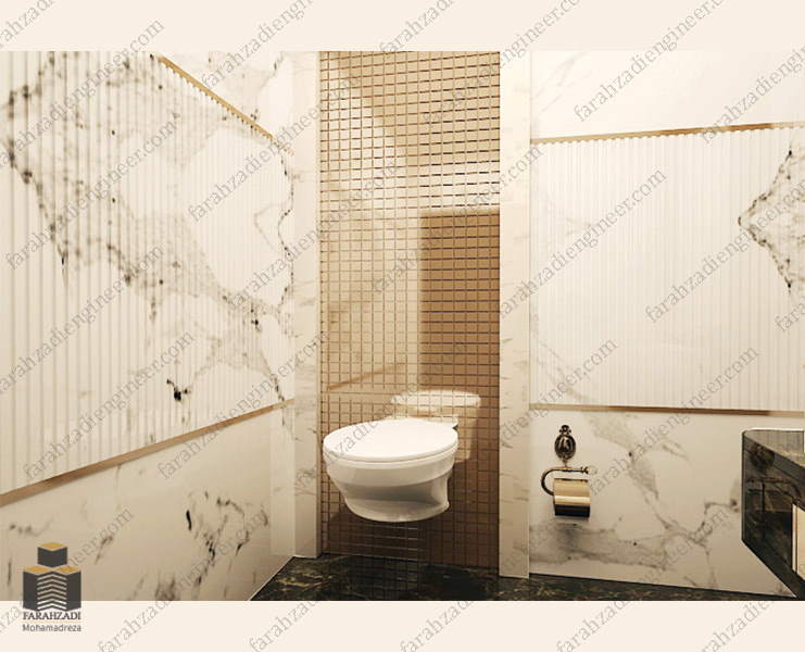 طراحی شیک و مدرن سرویس بهداشتی خانه مسکونی مهندس فرح زادی