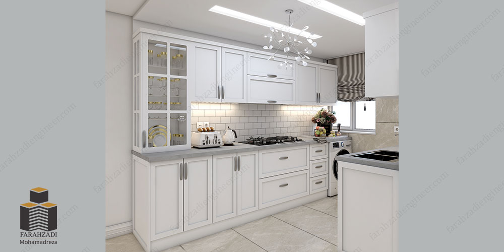 طراحی داخلی آشپزخانه خانه مهندس فرح زادی